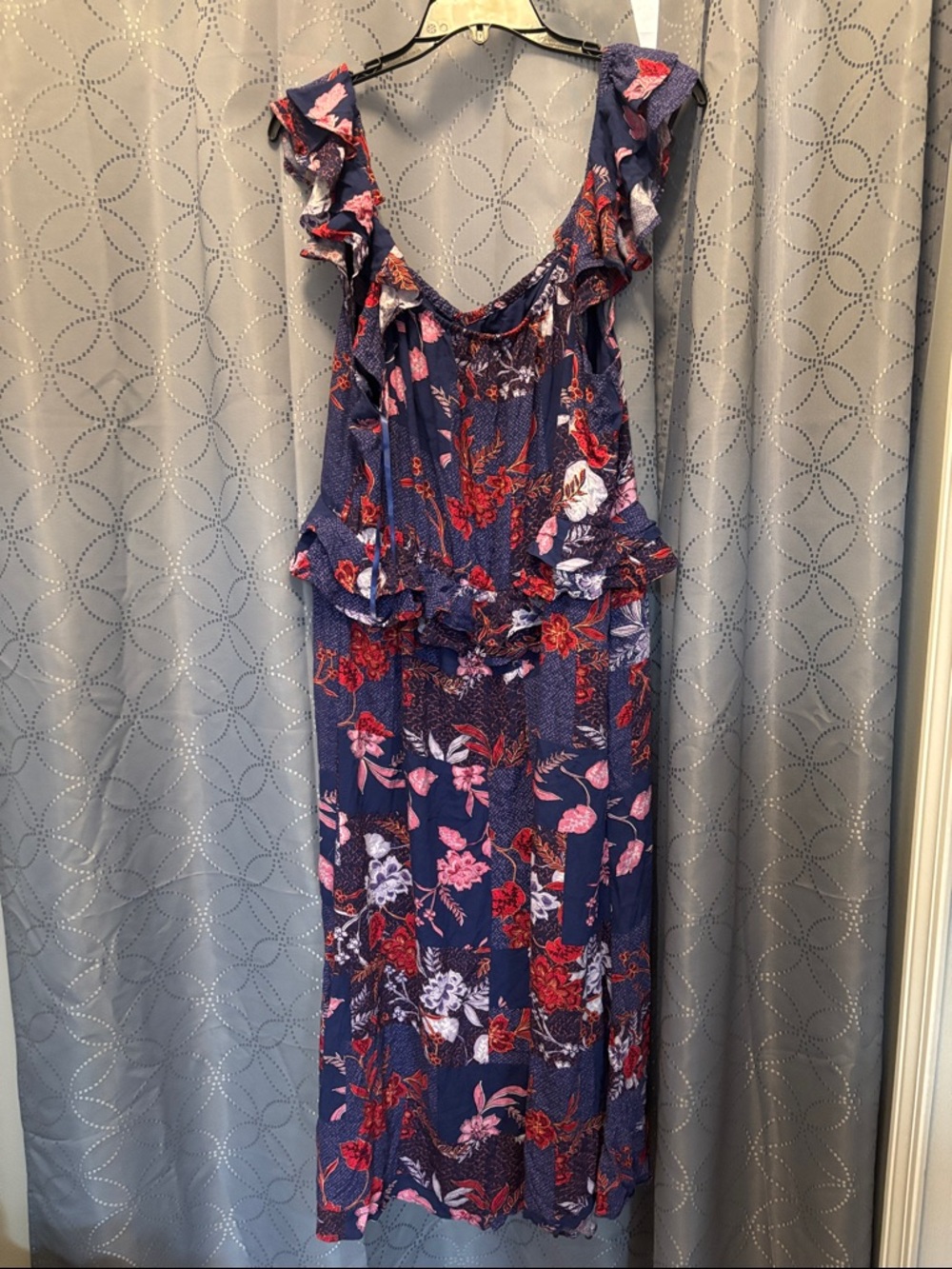 sofia by sofia vergara Navy Floral Ruffle-Strap Maxi Dress - Picture 2 of 3